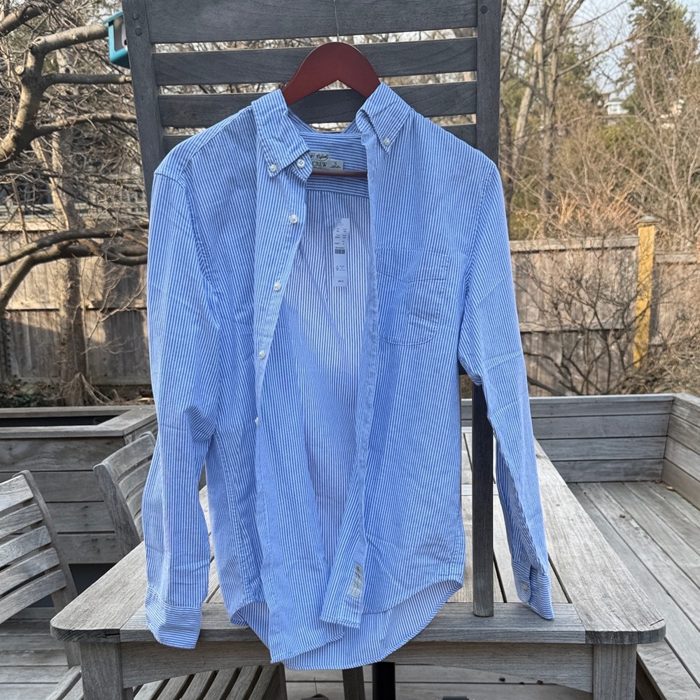 J. Crew Oxford Blue & White Striped Shirt - S - NWT